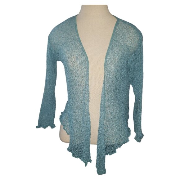 Cahaya by Tanami Sweaters - CT1608 Cahaya by Tanami Aqua Open Lightweight Shrug OS